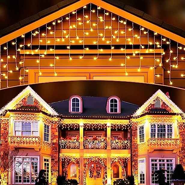 10M 400 Led Světelný Závěs Venkovní časovač IP44 Teplá bílá
