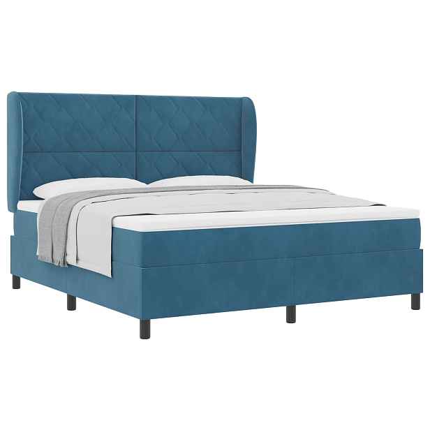 vidaXL Postel s boxspringem s čelo Tmavě modrá 200 x 180 cm samet