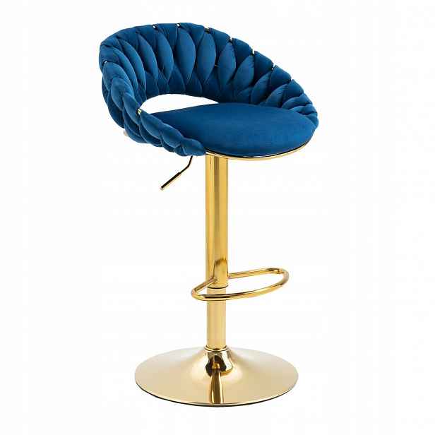 Barová Židle Farviso modro/zlatý glamour velur, elegantní