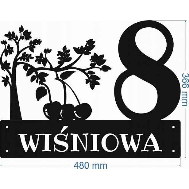 Číslo Na Dům 80 cm Tabule Adresa Ocel 2 mm ul. Třešňová