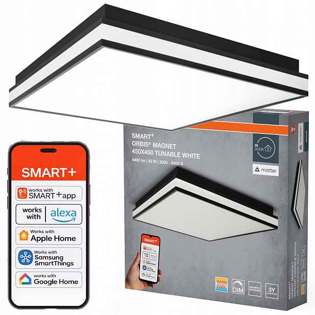 Led panel Svítidlo 42W 2500lm Cct Černý 45x45 cm Smart WiFi Matter Osram