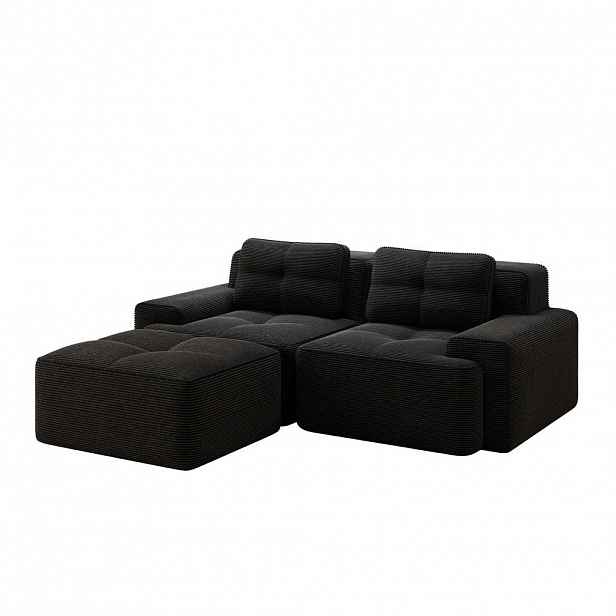 OKWISH MODULÁRNÍ sofa 74 cm černé z manšestru s hlubokým sedem