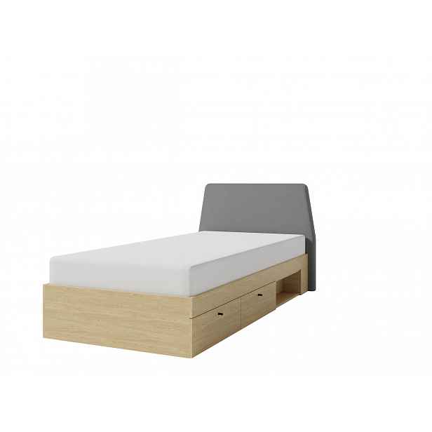 Postel Alessio AE12 - 90x200 cm Barva korpusu + barva dveří: Pískově béžová / Dub olejovaný