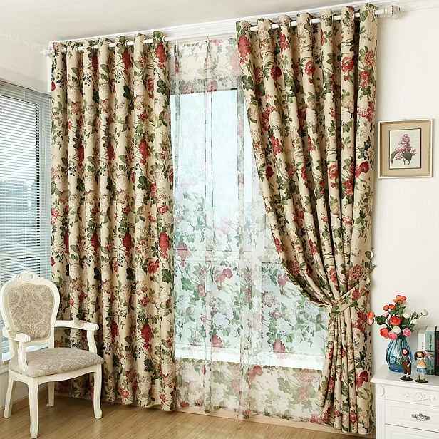 Americké záclony ve vintage stylu s květinovým vzorem