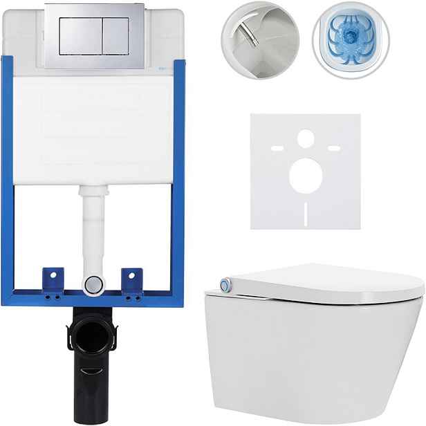 Kompletní WC set Profi/Cronus Standard - bílá lesklá - WC tlačítko Classic/Chrom - pro zazdění - 59,3x38,4 cm