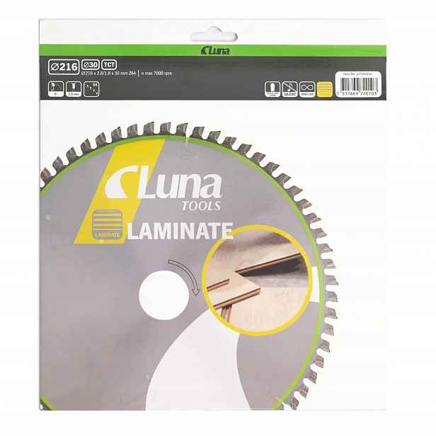 Kotoučová pila pro laminátové dřevotřískové desky Hdf Mdf 216 mm 30 mm 64 cm Luna