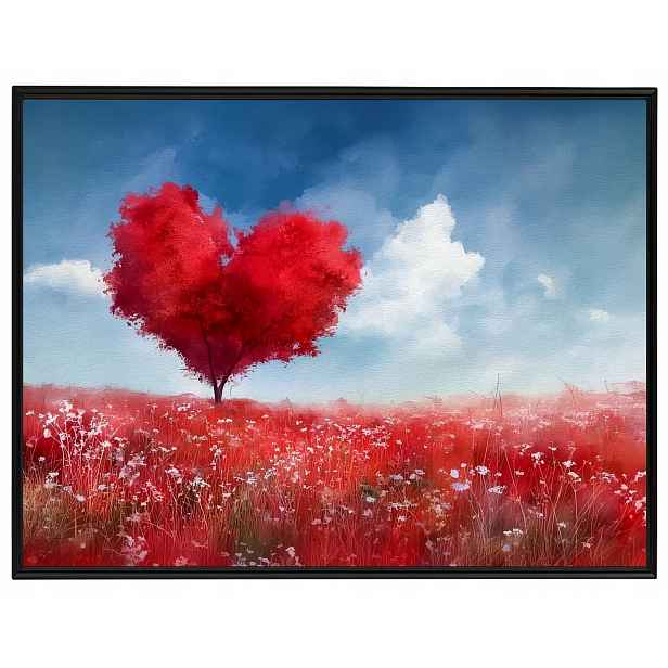 Plakát Rámeček Hliník Červené Srdce Dřevo Láska Romantismus 80x60