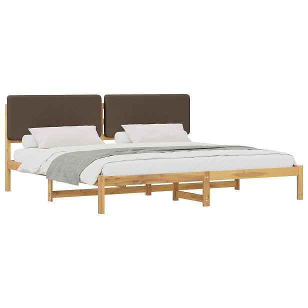 vidaXL Rám postele s čalouněným čelem Bělená a taupe 200 x 200 cm