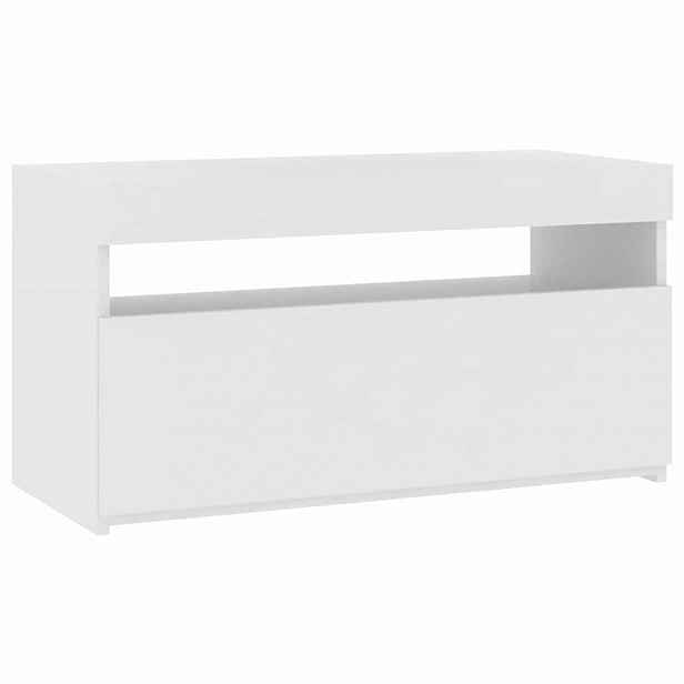 vidaXL TV skříňka s LED osvětlením bílá vysoký lesk 75 x 35 x 40 cm