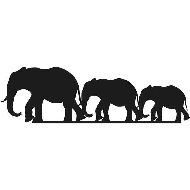 Wallity Nástěnná kovová dekorace ELEPHANT FAMILY II černá