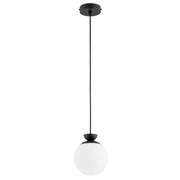 Závěsná lampa moderní černobílá skleněná koule E14 1x10W Alfa