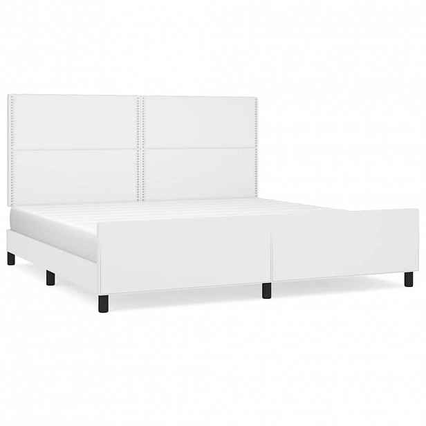 vidaXL Rám postele s čelem bílý 200x200 cm umělá kůže