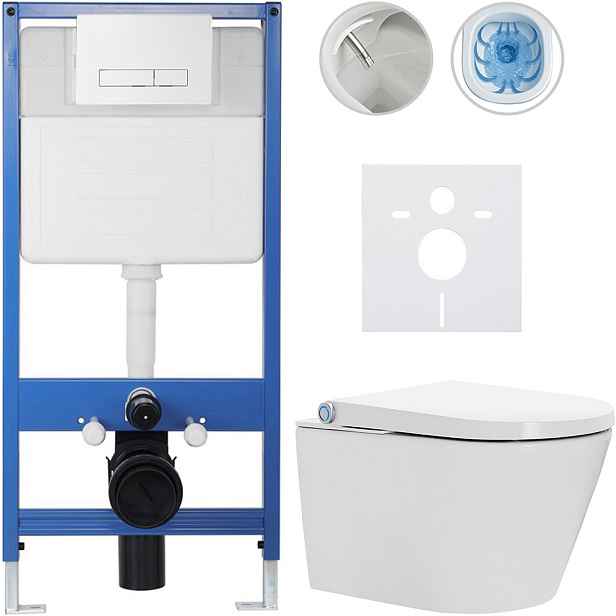 Kompletní WC set Profi/Cronus Standard - bílá lesklá - WC tlačítko Slim/Bílá - předstěnová instalace - 59,3x38,4 cm