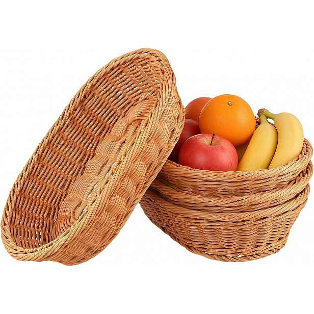Košíky Na Pečivo 4 Ks Oválné Pletené 30X20 CM Hnědé