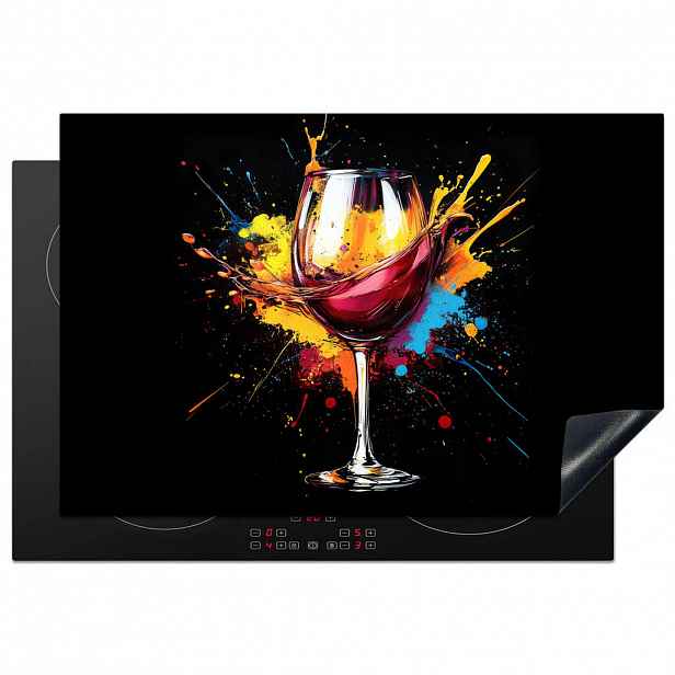 MuchoWow KRYT NA INDUKČNÍ DESKU Víno - sklo - graffiti - nápoj - červená - barva 78x52 cm