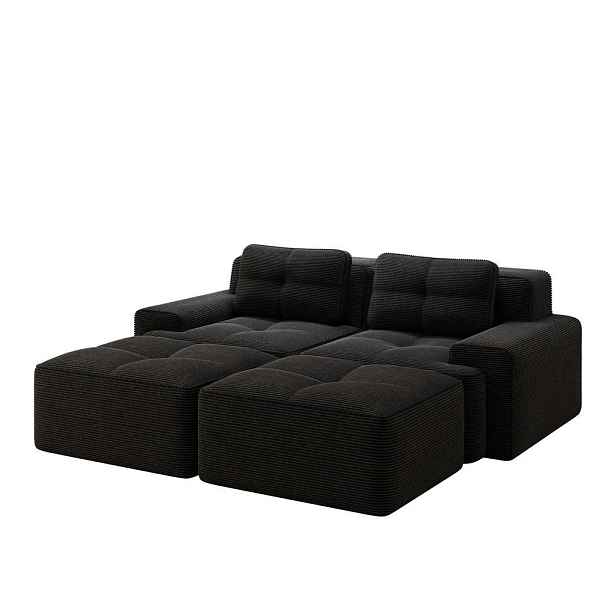 OKWISH MODULÁRNÍ sofa 74 cm černé z manšestru s hlubokým sezením a bez montáže