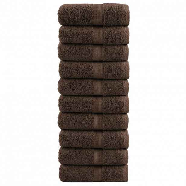 vidaXL Prémiové mycí utěrky SOLUND 10 ks hnědé 30x30 cm 600 g/m²