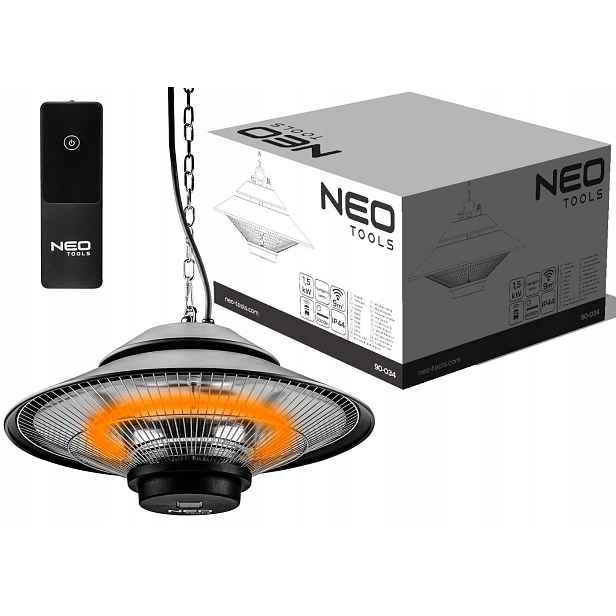 Stropní zářič 1500W dálkové ovládání halogenová topná lampa na terasu Neo
