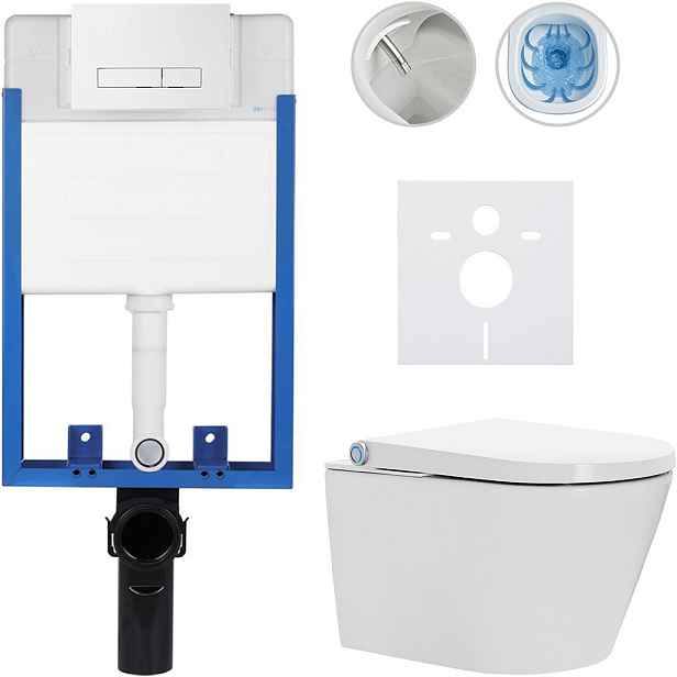 Kompletní WC set Profi/Cronus Standard - bílá lesklá - WC tlačítko Slim/Bílá - pro zazdění - 59,3x38,4 cm