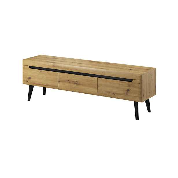 MASSENO TV STOLEK NORDICO, 160x40x50 cm se 3 zásuvkami, dub Artisan