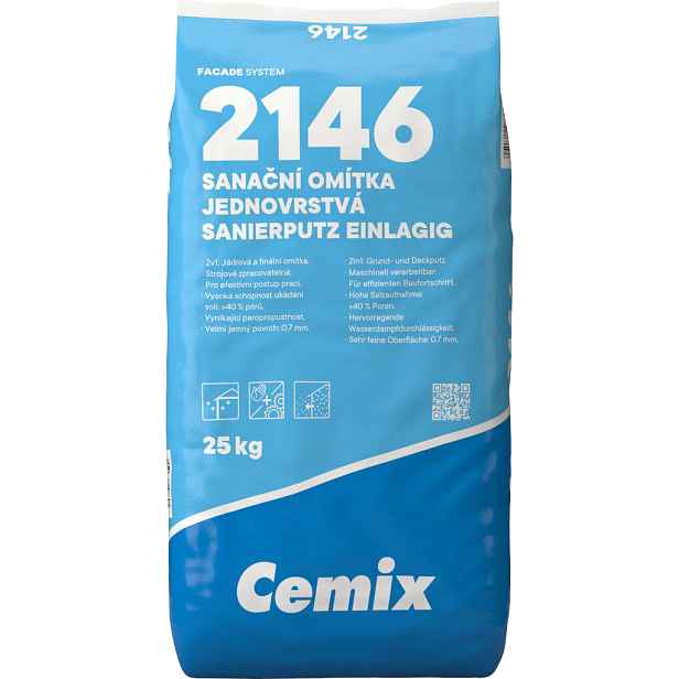 Omítka sanační jednovrstvá Cemix 2146 25 kg