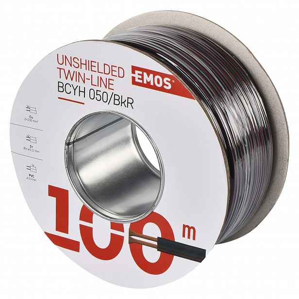 Emos dvojlinka 2×0,5 mm² černo-rudá 100 m