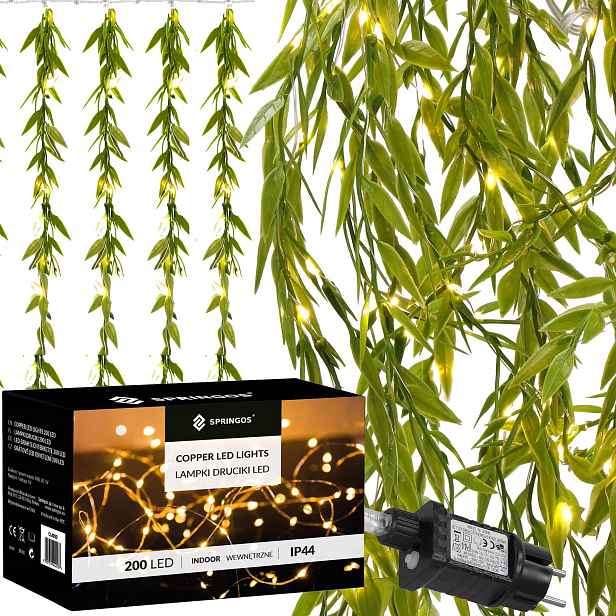 Girlanda Umělé Listy Na Zeď Balkon Břečťan Dekorace Listnatec 200LED