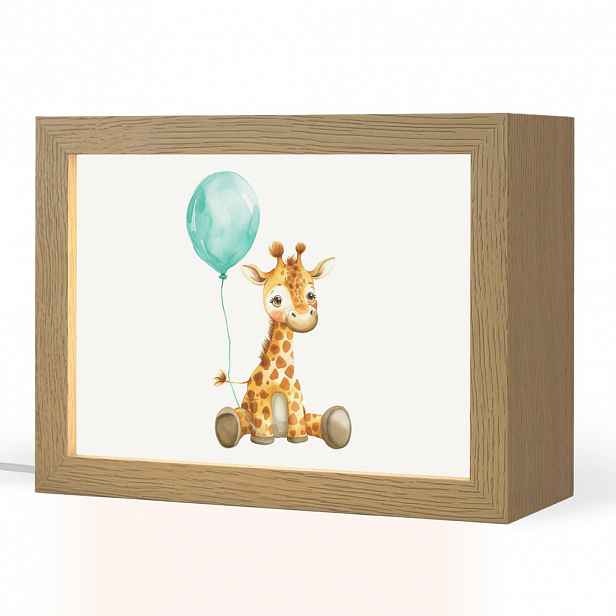 OnlyWow NOČNÍ LAMPIČKA Žirafa - Dítě - Zvířata - Modrý balón 20x15 cm