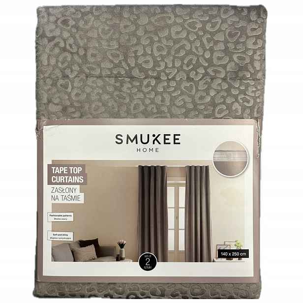 Smukee s leopardím vzorem s leopardím vzorem na pásce , lesklé hnědé, 140 x 250 cm, 2 kusy