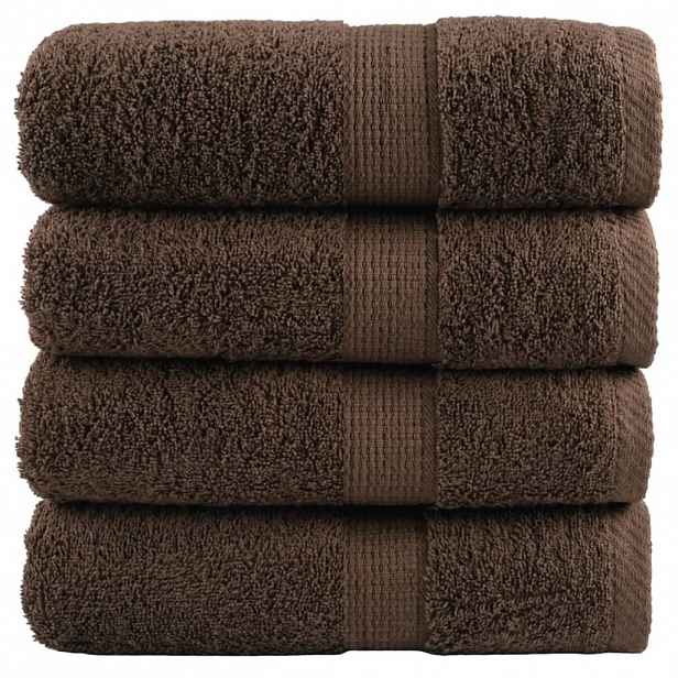 vidaXL Prémiové ručníky pro hosty SOLUND 4 ks hnědé 30x50 cm 600 g/m²