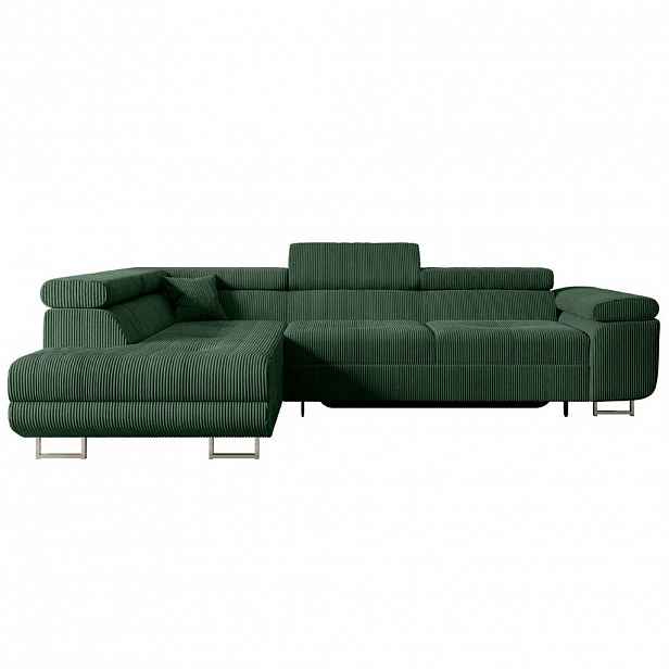 ALTDECOR ROHOVÁ SEDACÍ SOUPRAVA s funkcí lůžka a úložným prostorem GUSA-L 272x202x107 cm zelený manšestr