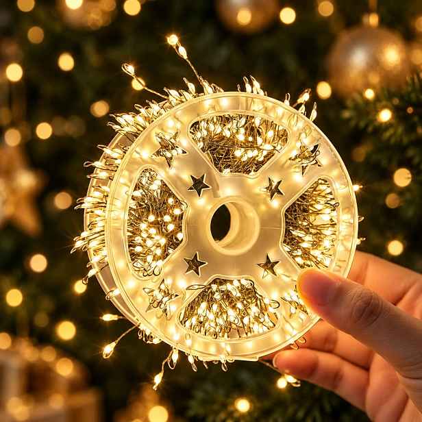 Vánoční Osvětlení Na Stromeček Kapky Rosy 2400 Led 90 m Bílé Teplé Drátek dálkové ovládání Cívka