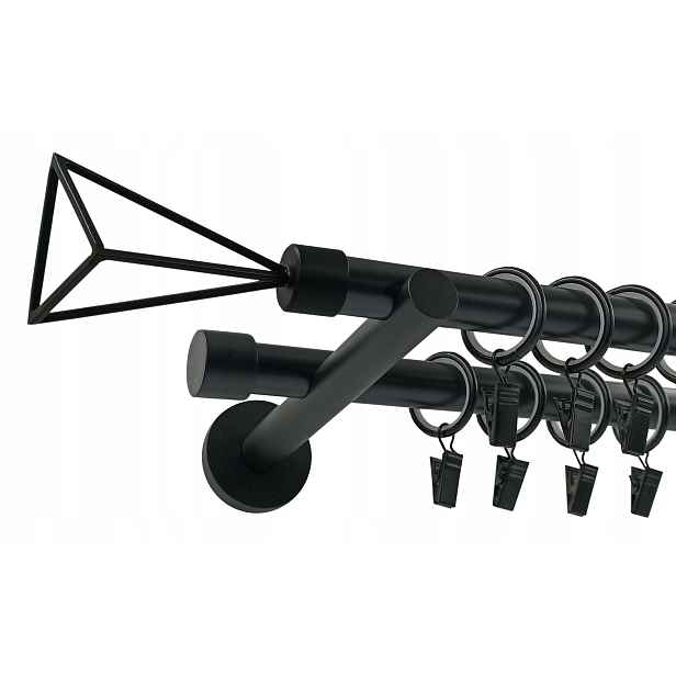 Dvojitá Garnýž 19+19 mm Černý 120 cm Geometrický