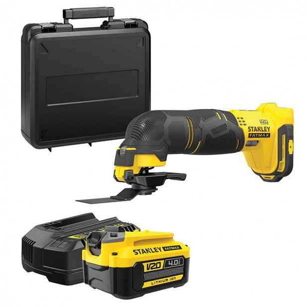 Stanley - 18V AKU oscilační multibruska s příslušenstvím, 2x aku 2,0 Ah Li-Ion, nabíječka SFMCE500D2K-QW