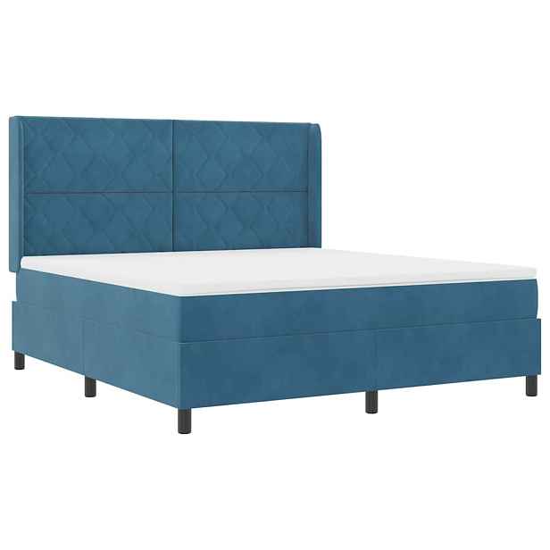 vidaXL Postel s boxspringem s LED pásky Modrá 180 x 200 cm samet