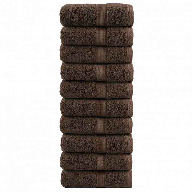 vidaXL Prémiové ručníky pro hosty SOLUND 10 ks hnědé 30x50 cm 600 g/m²