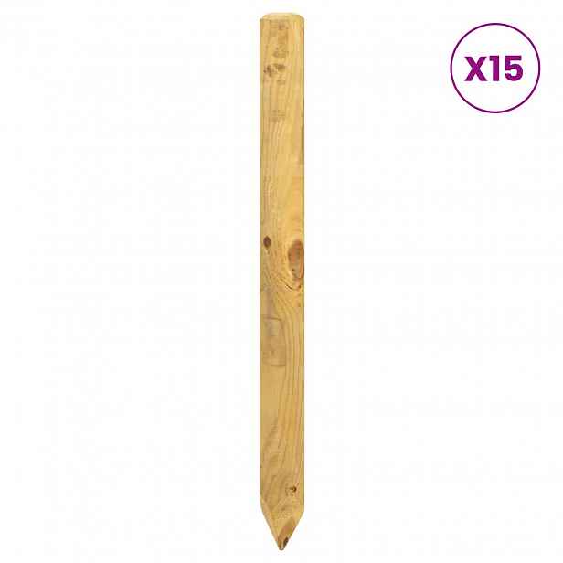vidaXL Plotové sloupky 15 ks Hnědá 60 cm Masivní borovicové dřevo