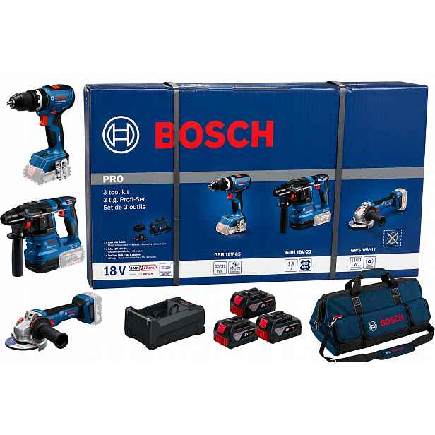 Bosch Professional Combo 18V Gsb 18V-65 Gws 18V-11 Gbh 18V-22 3x5Ah Gal