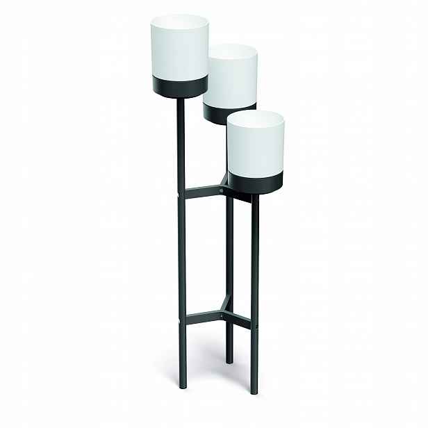 Květináč kovový rám H 125 cm 3 květináče horizontální Bílý mat loft