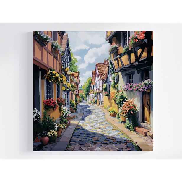 Obraz Na Plátně Canvas Město Šachulové Domy Bruk Ulička Květiny 50x50