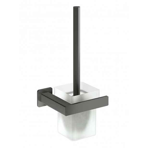 OMNIRES Nelson - WC štětka nástěnná s držákem, mléčné sklo/kartáčovaný grafit NL80620GR