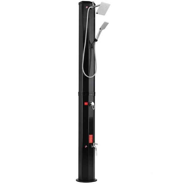 Solární zahradní sprcha KR102-1, 35 l, 217 cm, s krytem a kohoutkem, černá