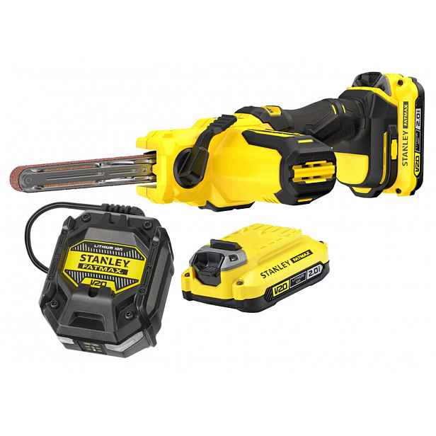 Stanley - 18V AKU pásová bruska, 2x aku 2,0 Ah, nabíječka SFMCE210D2K-QW