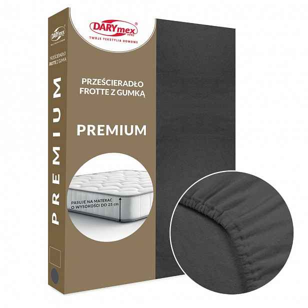 Froté prostěradlo s gumičkou 220x200, antracitové Premium
