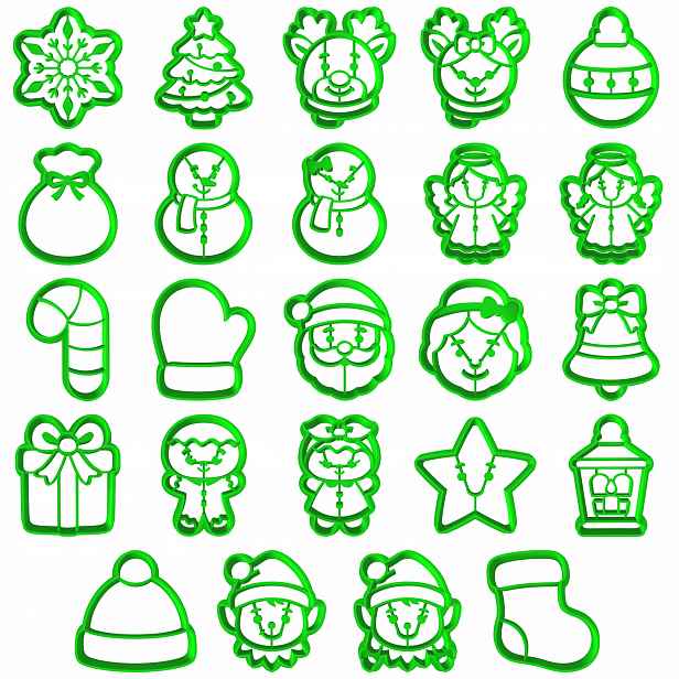 24 x Formičky Na Sváteční Cukroví Vánoční Kalendář Adventní Set 24ks 4cm