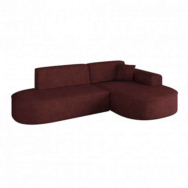 ALTDECOR ROHOVÁ SEDACÍ SOUPRAVA s otomanem vpravo MARI-L1 – 243 x 171 x 79 cm, bordó, velur