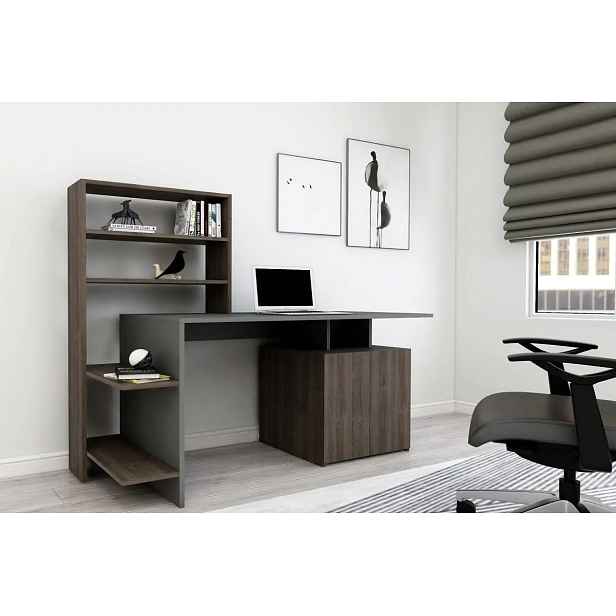 Casarredo Psací stůl s regálem MELIS - ořech / antracit