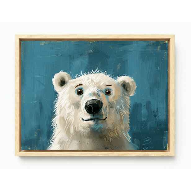 Obraz Rám Americký Box Bílý Polární Medvídek Grafika Portrét Medvídek 80x60