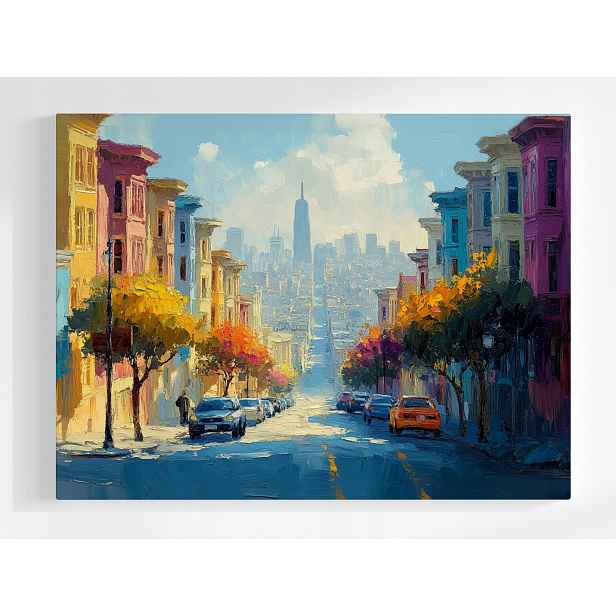 Plakát Město San Francisco Usa Ulice Barevné Domy 100x75