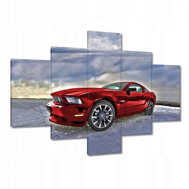 Obrazy 100x70 Červený Mustang Sníh